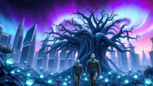 The Bioluminescent Urban Jungle – free AI stock image