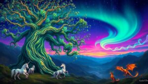 The Glowing Guardian of the Valley – free AI stock image