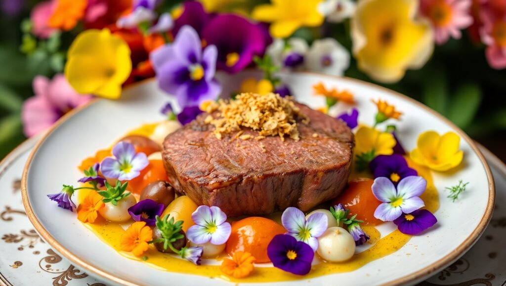 Theatrical Garden Gourmet Plating – free AI stock image