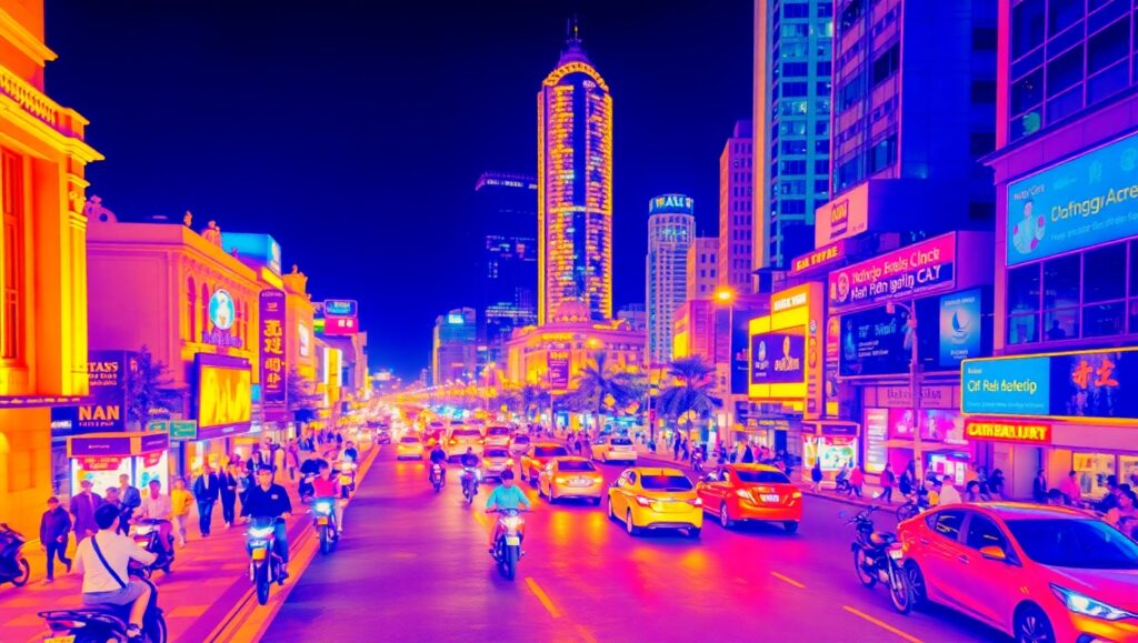 Thermal City Life at Dusk – free AI stock image