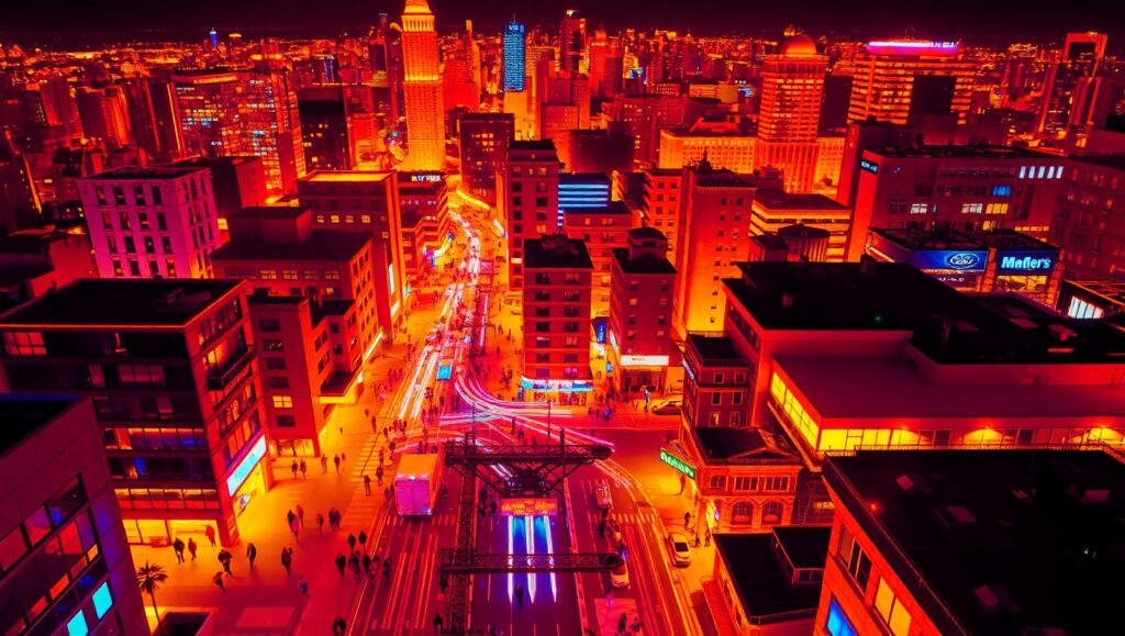 Thermal City Life at Night – free AI stock image