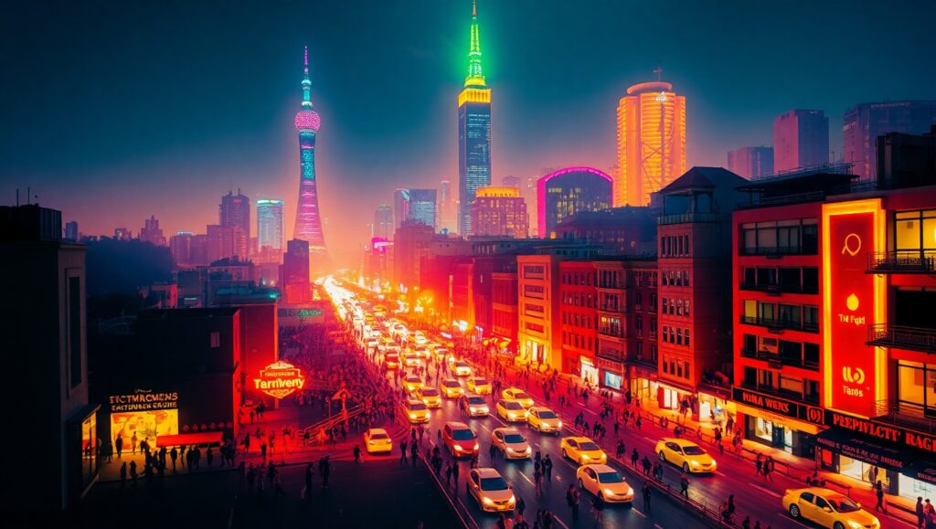 Thermal City Life at Night iut – free AI stock image