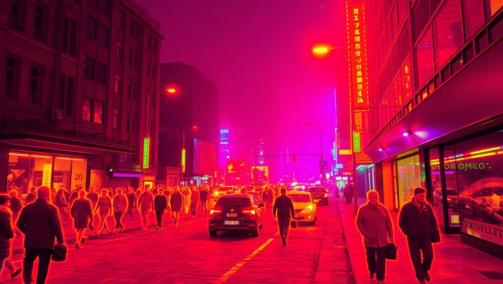 Thermal City Nightscape – free AI stock image