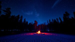 Thermal Nighttime Landscape Visualization – free AI stock image