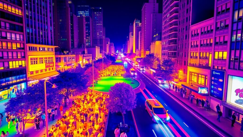 Thermal Vision City Nightlife – free AI stock image