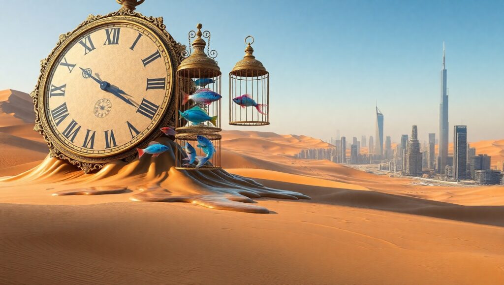 Timeless Dreams in a Surreal Desert – free AI stock image