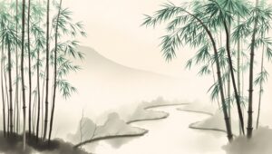 Tranquil Bamboo Forest Landscape – free AI stock image