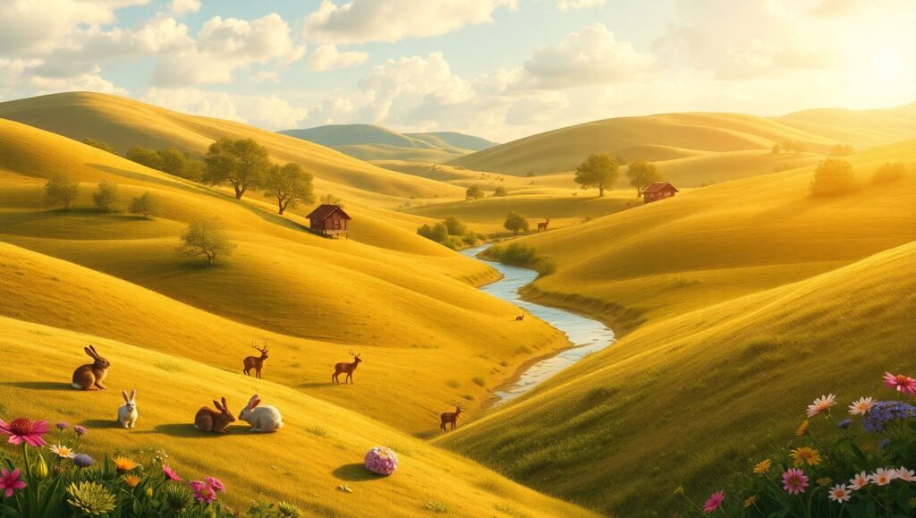 Tranquil Clay Landscape with Wildlife – free AI stock image