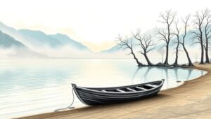 Tranquil Dawn at the Lake – free AI stock image