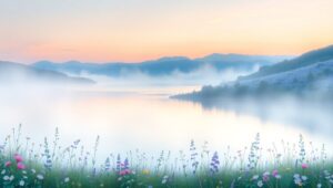 Tranquil Dawn at the Lakeside VaD – free AI stock image