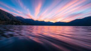 Tranquil Dusk on a Serene Lake – free AI stock image