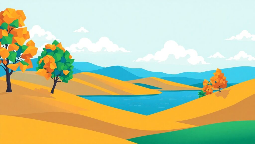 Tranquil Flat Landscape Design – free AI stock image