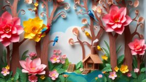 Tranquil Forest in Papercraft Style – free AI stock image