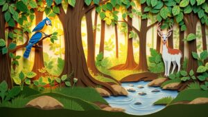Tranquil Forest in Papercut Style – free AI stock image