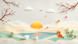 Tranquil Hills and Lakescape Art – free AI stock image