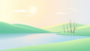 Tranquil Landscape in Flat Design – free AI stock image