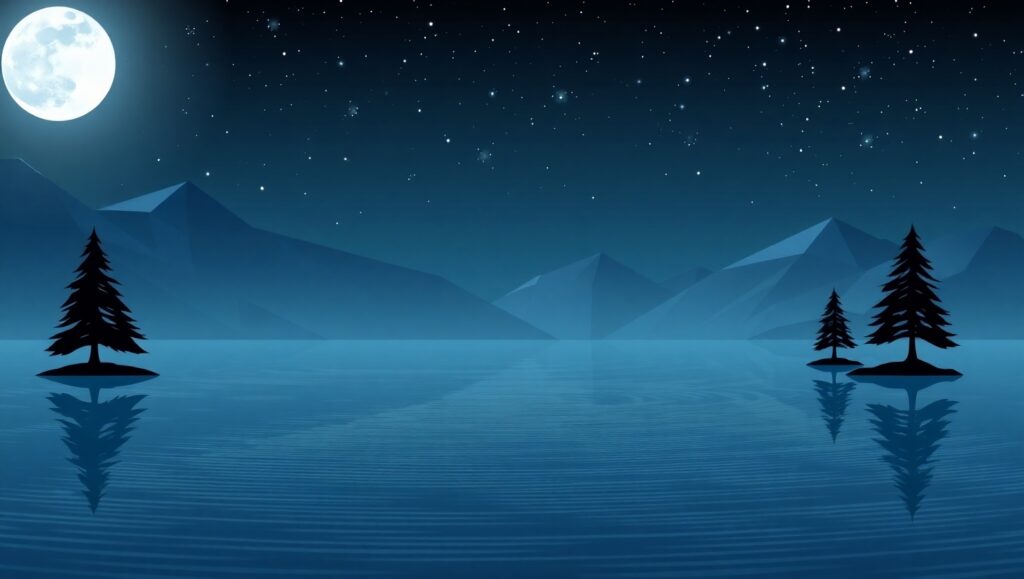 Tranquil Low-Poly Night Landscape – free AI stock image