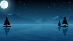 Tranquil Low-Poly Night Landscape – free AI stock image