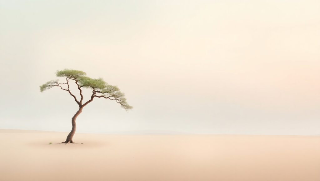 Tranquil Minimalist Tree Landscape – free AI stock image