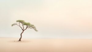 Tranquil Minimalist Tree Landscape – free AI stock image