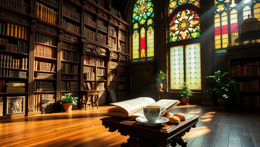 Tranquil Moments in the Library – free AI stock image