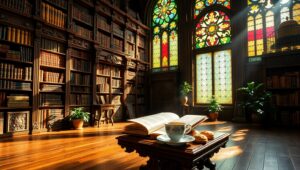 Tranquil Moments in the Library – free AI stock image