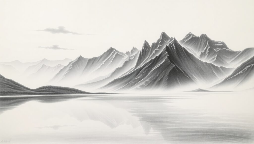 Tranquil Mountain Lake Landscape – free AI stock image