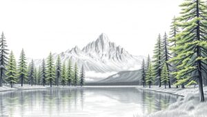 Tranquil Mountain Lake Scene – free AI stock image