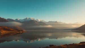 Tranquil Mountains in Duotone Hues – free AI stock image
