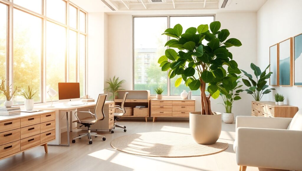 Tranquil Office Space Serenity – free AI stock image