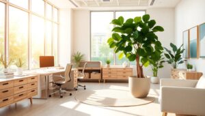 Tranquil Office Space Serenity – free AI stock image