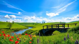 Tranquil River in Lush Landscape – free AI stock image
