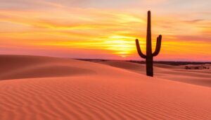 Tranquil Sunset Over Desert Dunes – free AI stock image