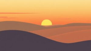 Tranquil Sunset Over Rolling Hills – free AI stock image