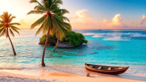 Tranquil Tropical Island Escape – free AI stock image