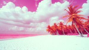 Tropical Beach in Infrared Light – free AI stock image