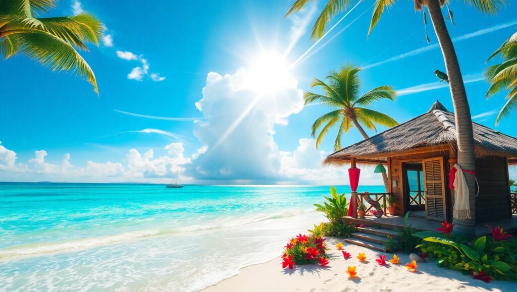 Tropical Paradise Escape – free AI stock image