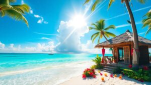 Tropical Paradise Escape – free AI stock image