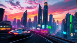 Twilight City: Futuristic Dreams – free AI stock image