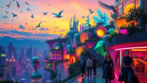 Twilight City of Dreams – free AI stock image