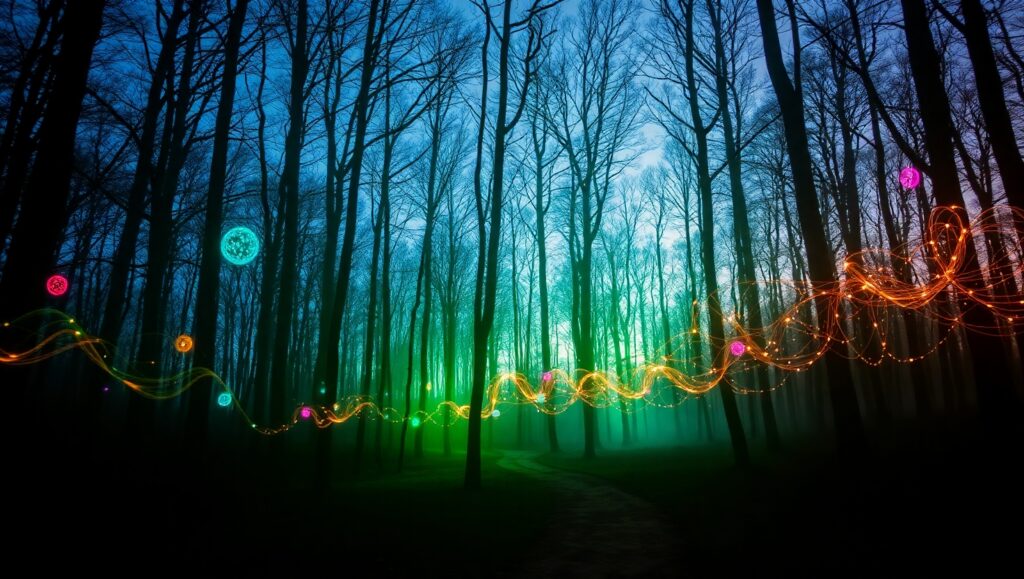 Twilight Dance in a Forest – free AI stock image