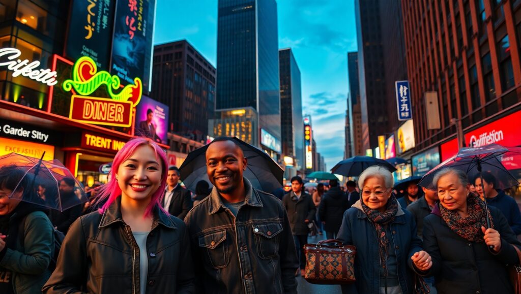 Twilight Encounters on City Streets – free AI stock image