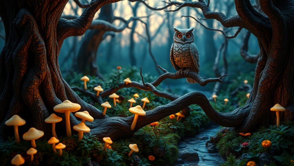 Twilight Forest Creatures in Clay – free AI stock image