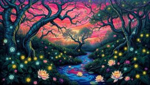 Twilight Forest of Enchantment – free AI stock image