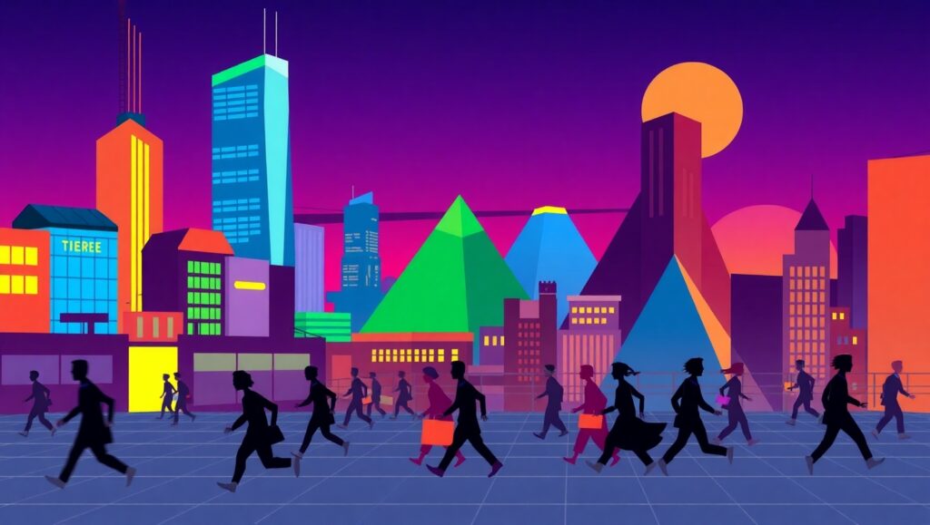 Twilight Fragmentation in Cubism – free AI stock image