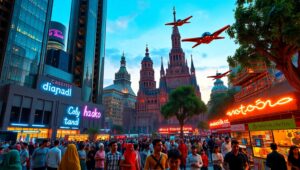 Twilight Fusion: Urban Skyline Vision – free AI stock image