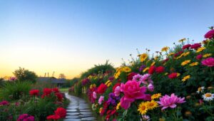 Twilight Garden in Pointillist Style – free AI stock image