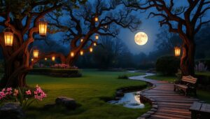 Twilight Garden Serenity – free AI stock image
