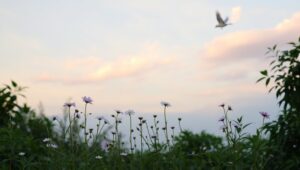 Twilight Garden Serenity in Pastels – free AI stock image