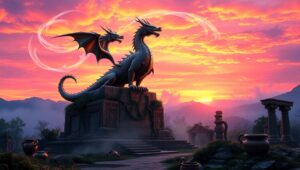 Twilight Guardian of the Spires – free AI stock image